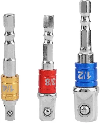 Immagine prodotto di Set di 3 adattatori per avvitatori a percussione, adattatori da 1/4", 3/8" e 1/2" per trapani e avvitatori