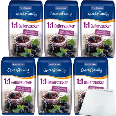 Produktbild von Sweet Family Gelierzucker 1:1 6er Pack (6x1kg Packung) + usy Block