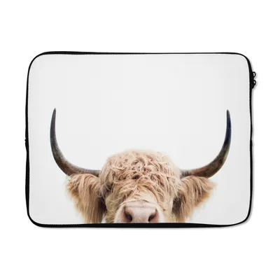 Produktbild von MuchoWow® Laptop Hülle 15 Zoll Kuh - Hörner - Tiere - Natur Laptoptasche - Laptoptasche - Sleeve - Rundum-Schutz