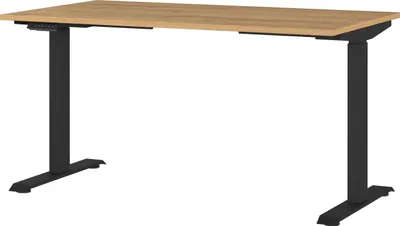 Schreibtisch elektrisch höhenverstellbar 140x120x80 cm Eiche/Schwarz