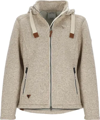 Produktbild von Dry Fashion Damen Wollfleece-Jacke Poel mit Kapuze - Windabweisende Fleecejacke mit tailliertem Schnitt in Sand Melange Größe 50