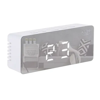 Produktbild von Digitaler Wecker Adler AD 1189 W, Spiegeleffekt, Raumtemperatur, LED, Weiß