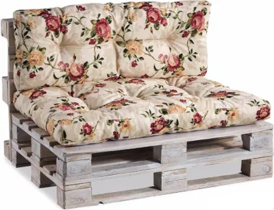 Produktbild von Palettenkissen, Gartensofakissen, Gesteppte Kissen gefüllt mit granuliertem Poulirette-Schaum, viele Farben und Größen PPI (Set (Sitzkissen 120x80 +Rückenlehne 120x40), Blumen 4)