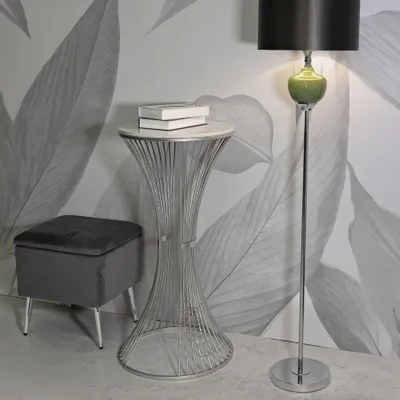 Zdjęcie produktu dla Stolik pomocniczy ze srebrnego metalu ø 50x100 cm
