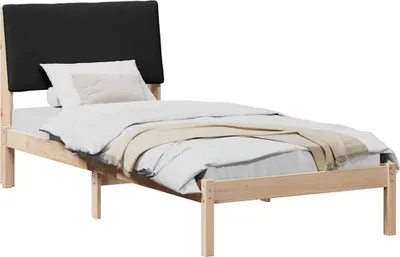 Image de Cadre de lit Marron et noir 100 x 200 cm Bois massif en pin