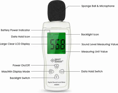 Image de Mini-sonomètre, 30 dB à 130 dBA, rétro-éclairage LCD, niveau sonore numérique portable pour la mesure