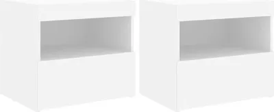 Obrázek produktu pro vidaXL Noční stolky s LED světly 2 ks. Bílé 50x40x45 cm