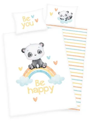 Produktbild von Regenbogen Panda Flanell-Bettwäsche" Green"