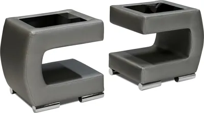 Produktbild von Nako Nachttisch 2er- Set DORO 43x41cm Kunstleder Grau inkl. ESG Glas