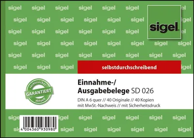 Immagine prodotto di Sigel® SD026 Cartellini di emissione/ricevimento con stampa di sicurezza - A6 orizzontale, 1° e 2° foglio stampato, SD, MP, 2 x 40 fogli(P)