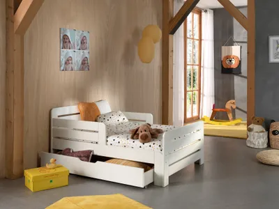 Image de Lit d'enfant en blanc extensible avec tiroir de lit 140/ 160/ 200 cm