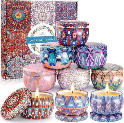 Produktbild von Famanu Duftkerzen Geschenkset - 9 Aromatische Sojawachskerzen