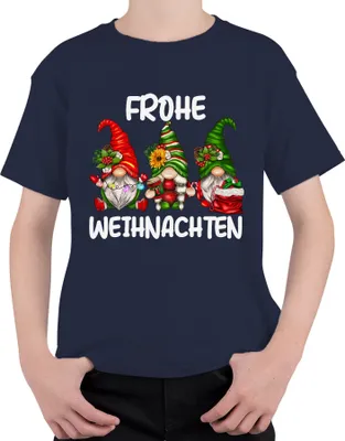 Produktbild von Frohe Weihnachten Wichtel Elf Gnome Zwerge - Weihnachten Xmas Christmas Uni Kinder T-Shirt, Navy, 104