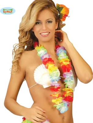 Immagine prodotto di Collana di fiori hawaiani per feste estive in costume colorato 90 cm