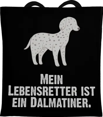 Produktbild von Mr. & Mrs. Panda Tote Bag Dalmatiner Lebensretter - Schwarz - Geschenk, Einkaufstasche, Jutebeutel, Shopping Tasche, Schultasche, Uni, Dalmatinac