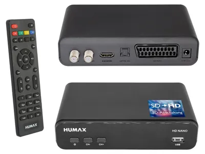 Zdjęcie produktu dla Humax HD Nano, Satelitarny, Full HD, 576i, 576p, 720p, 1080i, 1080p, 128 MB, 8 MB, Czarny