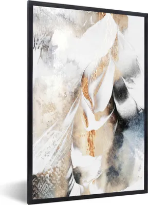 Produktbild von MuchoWow® Gerahmtes Poster Abstrakt - Gold - Design - Luxe 40x60 cm - Poster mit Schwarzem Bilderrahmen Wandposter Rahmen Foto Bilder - Papierdruck - Wandbilder