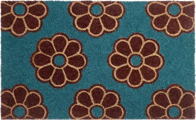 Obrázek produktu pro BELIANI Rohožka vícebarevná kokosové vlákno s gumovým spodkem 45 x 75 cm dekorace s motivem květin vítací rohožka