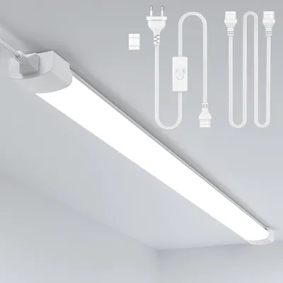 Produktbild von LED Feuchtraumleuchte 150CM mit Stecker Plug und Play oder Kabelgebunden, Einfache Reihenschaltung Werkstattlampe mit 45W 5000k Kaltlweiß 5000Lumen,