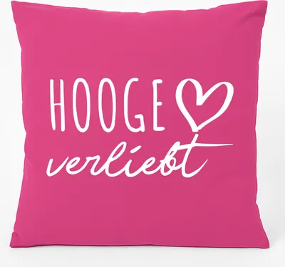 Produktbild von Huuraa Kissen Hooge verliebt 40x40cm mit Füllung Fuchsia Baumwolle Dekokissen Geschenkidee
