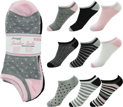 weiß/grau/rosa/schwarze Kurzsocken 