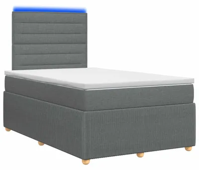 Productafbeelding van vidaXL LED boxspringbed met matras, donkergrijs, 120 x 190 cm, gestoffeerd