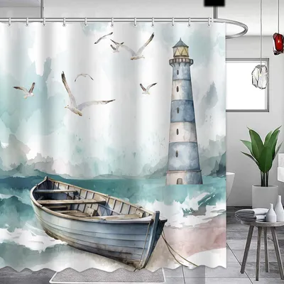 Image de Rideau de douche marin, 183x183 cm, avec crochets