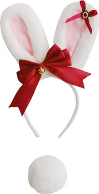 Produktbild von Hasenohren- und Schwanz-Set, Plüsch-Osterhasenohren-Haarreif und Schwanz-Hasenkostüm-Accessoires für Halloween