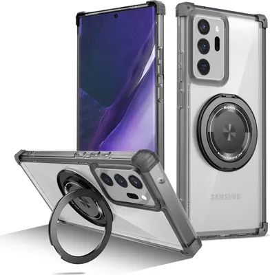 Immagine prodotto di Custodia per Samsung Galaxy Note 20 Ultra 5G supporto ad anello magnetico, supporto, compatibile con MagSafe, protezione militare, custodia trasparente nera
