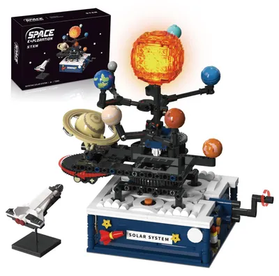 Produktbild von Technik Sonnensystem Modell Bauspielzeug mit Licht 8 Planeten und Rakete 775pcs