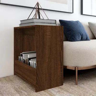 Immagine prodotto di The Living Store tavolino marrone effetto rovere 50x26x50 cm materiale a base di legno