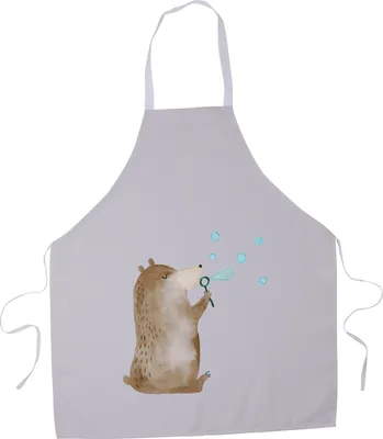 Produktbild von Mr. & Mrs. Panda Schürze Bär Seifenblasen - Grau Pastell - Geschenk, Grillschürze, Lustig Sein Glücklich Traurig Happy, Teddy, Küchenschürze, Kochschürze, Backschürze