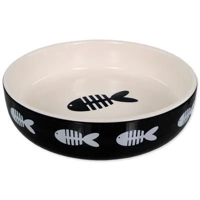 Zdjęcie produktu dla Magic Cat miska ceramiczna z nadrukiem ryby czarna 13x4cm 260ml