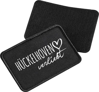 Produktbild von Huuraa Patch Hückelhoven verliebt Black 10 x 6,5cm Baumwolle Klettpatch für Mütze Geschenkidee