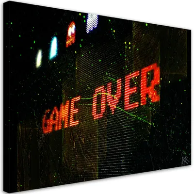 Produktbild von Leinwandbild Game Over für einen Spieler 120x80 Feeby Rot bild für die wand bereit zum aufhängen