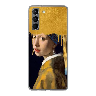 Produktbild von MuchoWow® Handyhülle Schutzhülle Hülle für Samsung Galaxy S21 Mädchen mit einem Perlenohrring - Gold - Vermeer Silikon Softcase Handy Hülle - Softcase