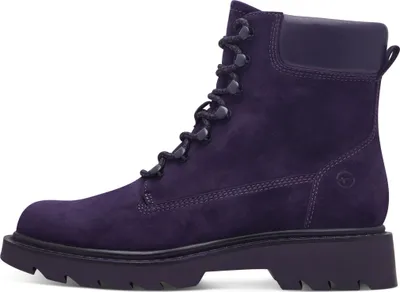 A single purple boot against a white background.