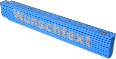 Produktbild von TE-Trend 2m Zollstock Gravur Meterstab Metermaß Gliedermaßstab Maßstab Wunschtext Namen Text 20 Zeichen Geschenk Blau