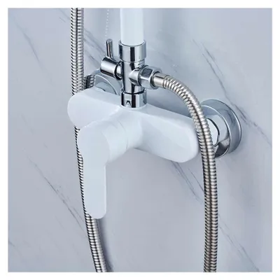 Produktbild von Duscharmatur Duschpaneel Thermostat Duschset Regendusche Duschkopf mit Handbrause Duschsystem mit Thermostat Duschsäule Duscharmatur Brausethermostat Kopfbrause weiß