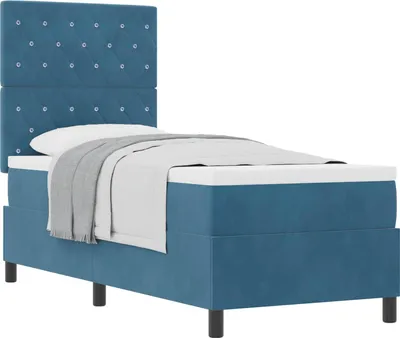 Produktbild von vidaXL Boxspringbett mit Matratze Dunkelblau 80 x 200 cm Samt