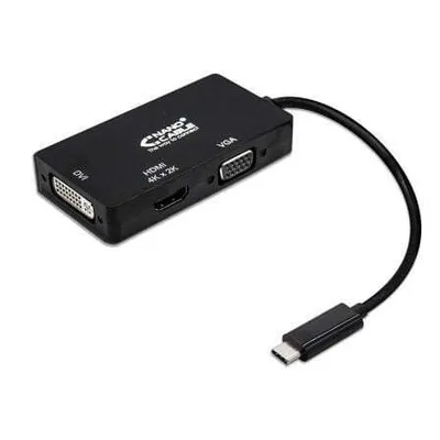 Zdjęcie produktu dla Nanocable 10.16.4301-BK, 0,1 m, USB Type-C, VGA (D-Sub)+ HDMI + DVI, Męska, Żeńska, Prosty