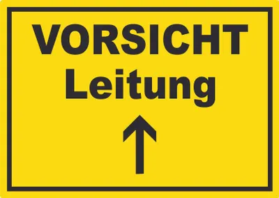 Produktbild von Vorsicht Leitung mit Richtungspfeil oben Aufkleber A0 (841x1189mm)