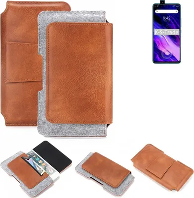 Produktbild von K-S-Trade Handyhülle Schutzhülle kompatibel mit UMIDIGI S5 Pro Gürteltasche Holster Gürtel Tasche Smartphone Tasche Handy Hülle Polyurethan+ Filz, braun