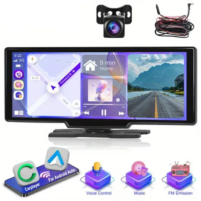Imagen del producto de Radio para coche con pantalla táctil HD de 10,26 pulgadas, compatible con CarPlay inalámbrico, Android Auto y cámara de visión trasera