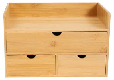 Obrázok produktu pre Elzusha – Mini organizér do kancelárie z bambusu s 3 zásuvkami