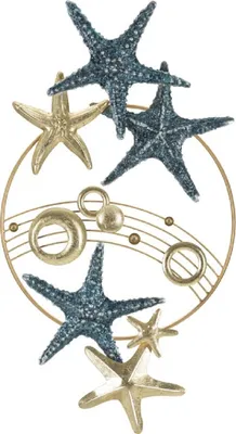 Image de Mauro Ferretti panneau mural étoile de mer 90,8x3,8x50,2 cm bleu or