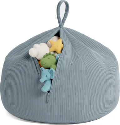 Produktbild von Kinder Sitzsack-Bezug für Stofftiere 85×85×50 cm - Spielzeug Aufbewahrung für Kinderzimmer (Blau)