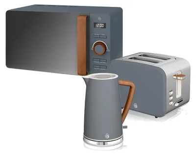 Frühstücksset: Mikrowelle, Toaster & Wasserkocher, 1,7 L, 2200 W, grau