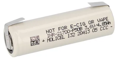 Produktbild von Molicel INR21700-P50B 21700 Li-Ion 5000 mAh, 3,6 V, U-Lötfahne