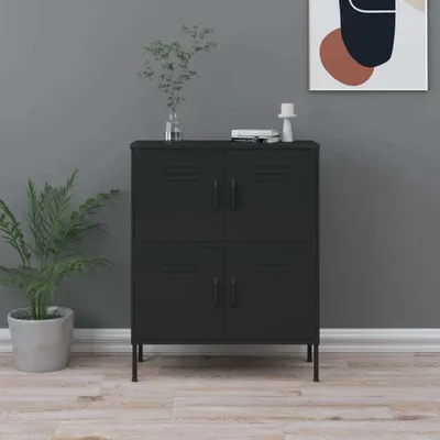 Immagine prodotto di The Living Store Armadio nero 80x35x101,5 cm in acciaio